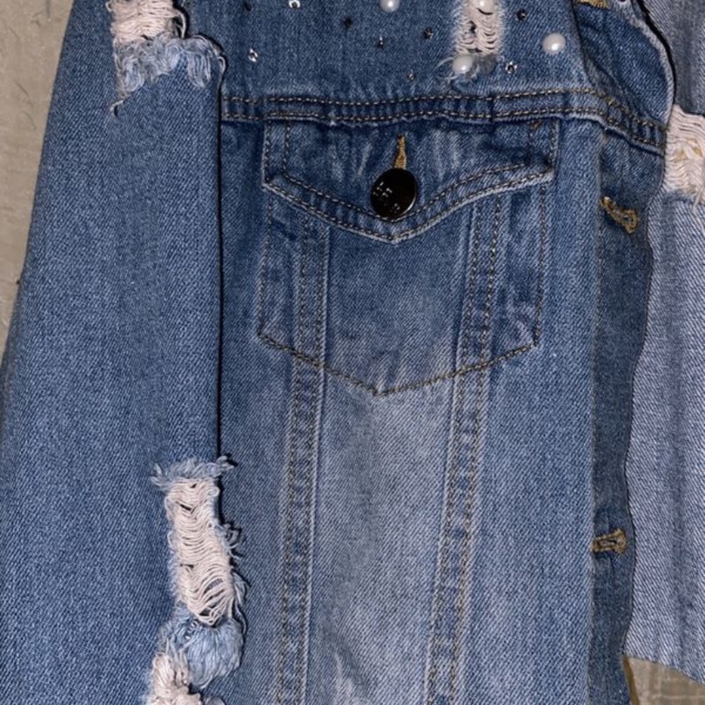 Distressed & dazzled jean jacket - Picture 3 of 5
